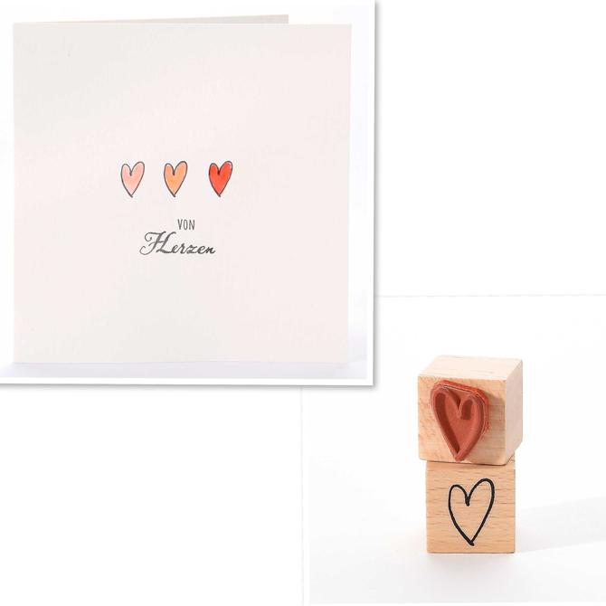 Holzstempel Liebe Freude "Herz Kontur", 2x2cm
