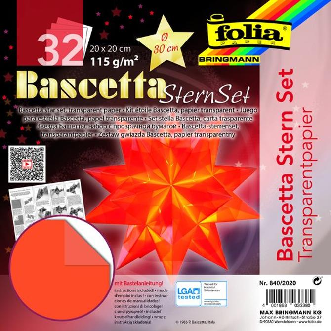 Bascetta-Stern Set, TRANSPARENTPAPIER, 115 g/m², 20 x 20 cm, orange