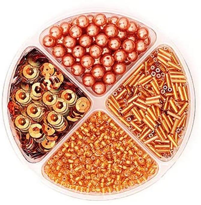 Perlen- und Pailletten-Mix - Schmuckset 90 x 10 mm, orange
