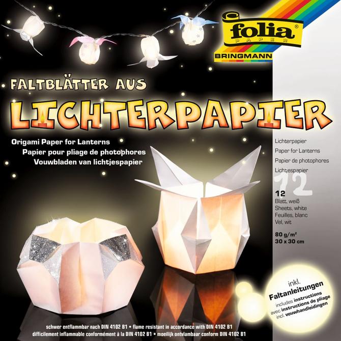 Lichterpapier 80 g/m², 30 x 30 cm, 12 Blatt, weiß