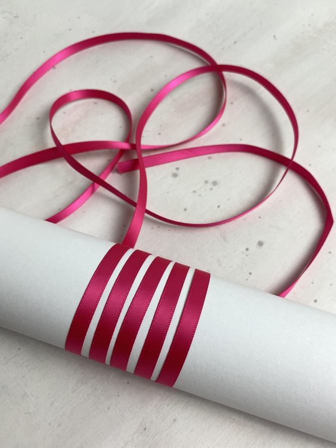 Satinband, Farbe "Pink", 6 mm breit, 10 m lang 