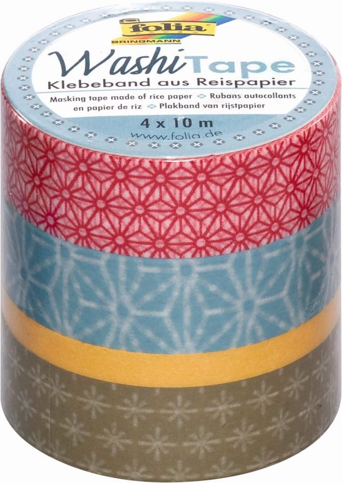 Washi-Tape 4er-Set, JAPANFLAIR, Klebeband aus Reispapier