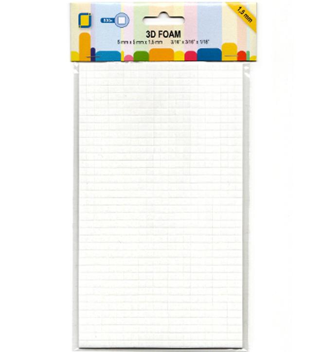 3D Foam Bogen A5, doppelseitig klebend, quadratisch, 5mm x 5mm x 1,5mm, 836x Ecken, 1Bogen