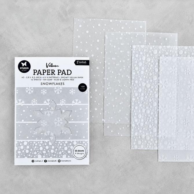 Paper Pad Transparentpapier "Schneeflocken Vellum", DIN A5, 100g/qm, 4x4Bögen