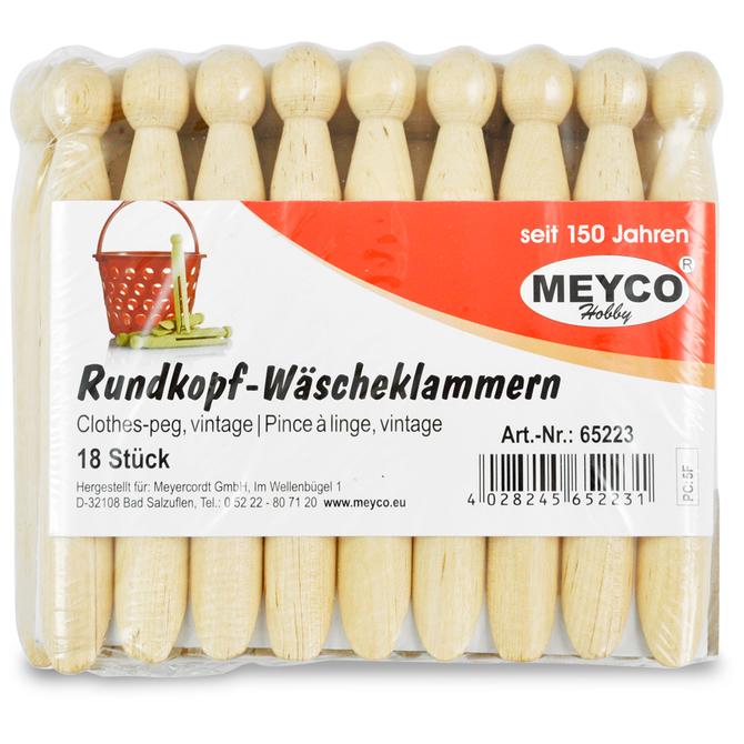 Rundkopf-Wäscheklammern, 110 x 13 mm, 18 Stück
