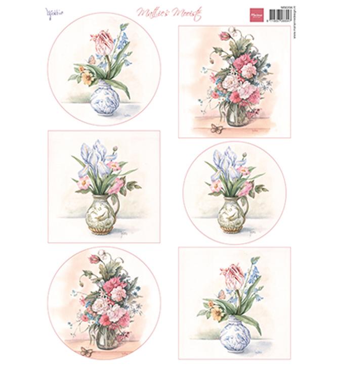 Motivbogen Ausschneidebogen "Blumen Vasen", A4