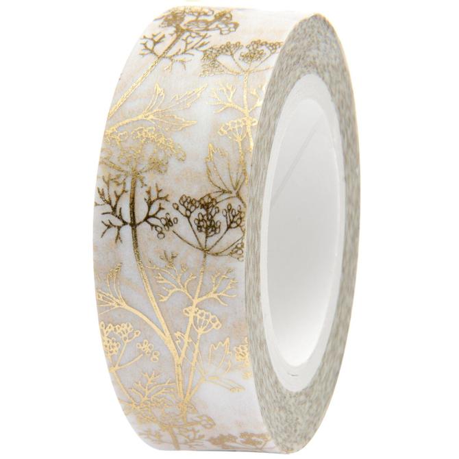 Masking Tape " In the meadow creme gold", 1,5cm x 10m