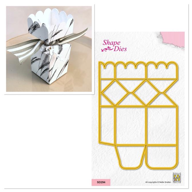 Stanzschablone Geschenkbox, Schachtel "Scallop Candybox", 4x4x7,5cm,