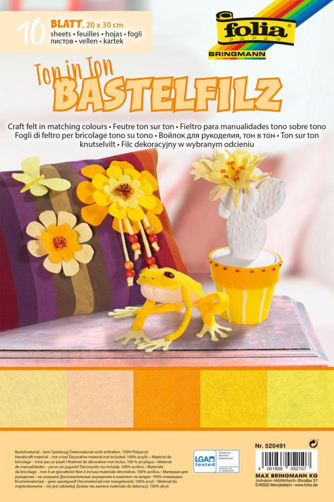 Bastelfilz TON-IN-TON MIX 150 g/m², 20 x 30 cm, verschiedene Farben