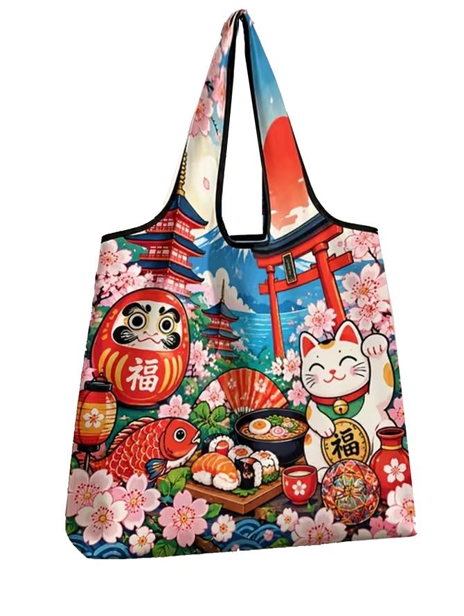 Manga Winkekatze Katzentasche Beutel Shopper Totebag Tasche Einkaufstasche