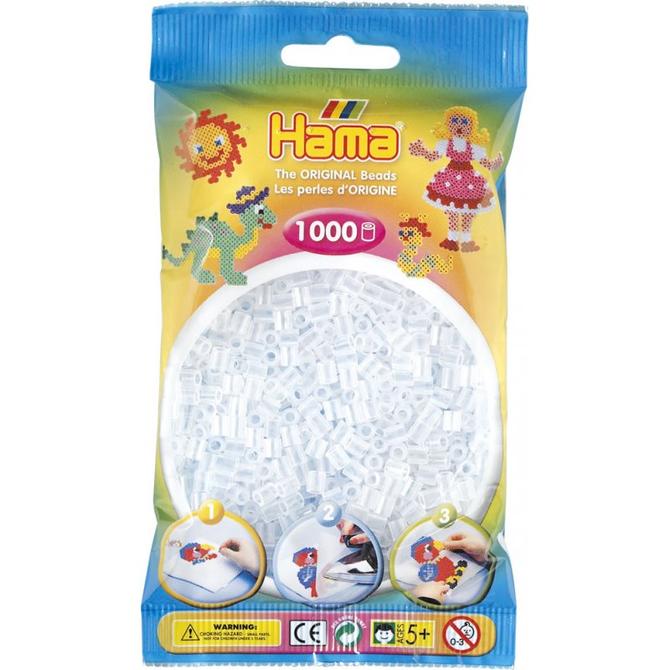 Hama 1000 Midi Bügelperlen - Transparent-Weiß