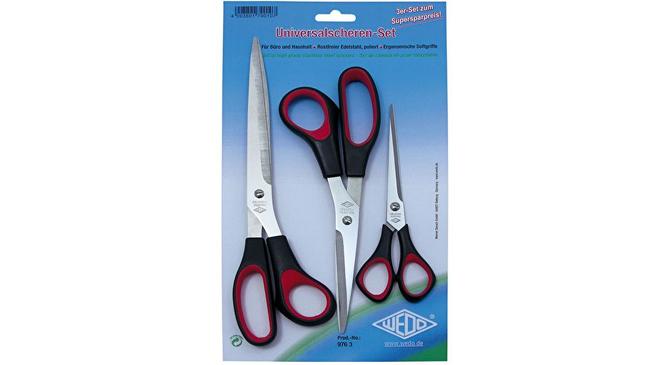 Scheren, 3er Set, schwarz/rot