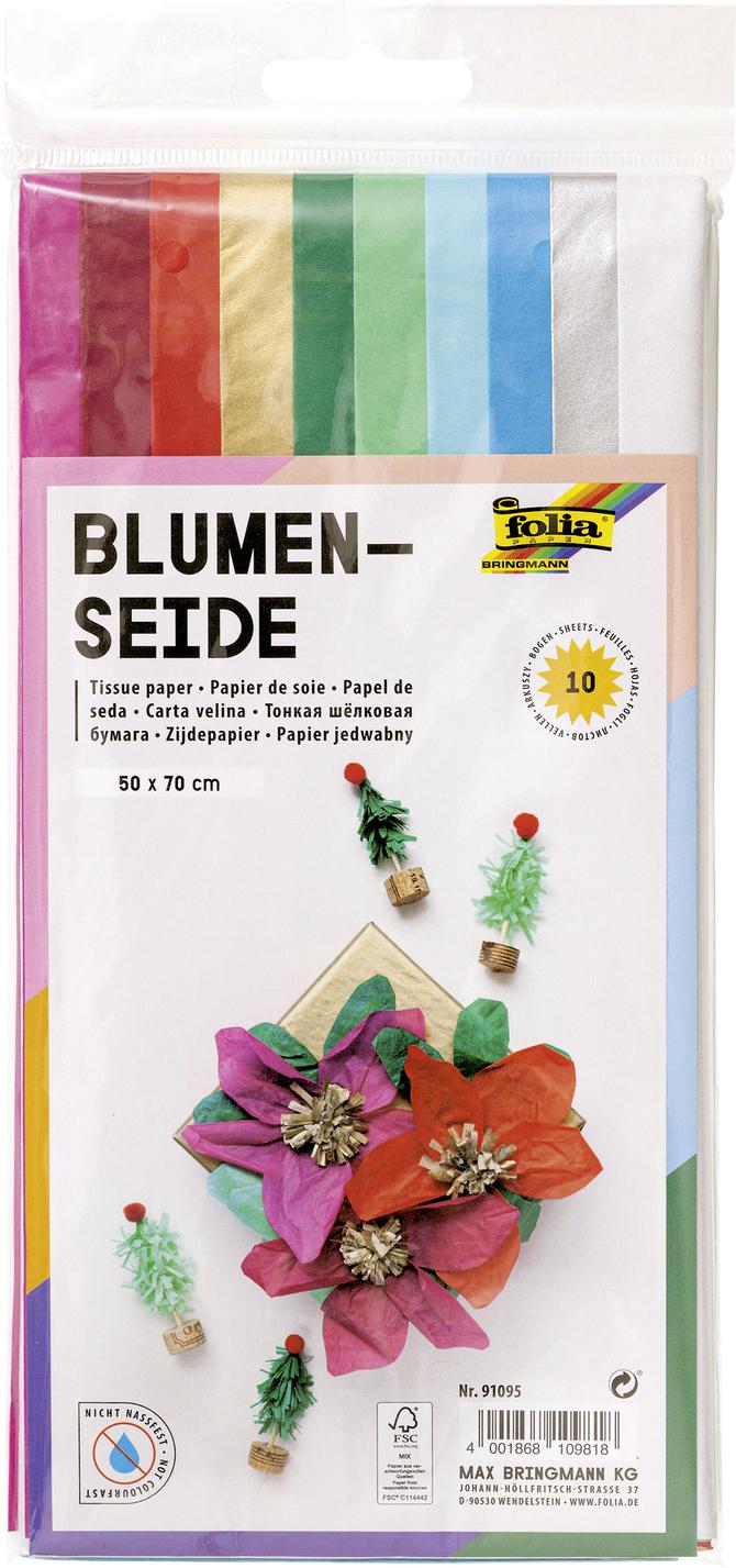 Blumenseiden Papier "xmas mix incl. gold, silber", 50x70cm, 10 Bogen 