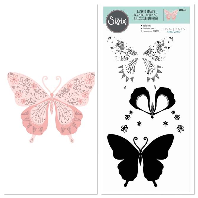 Clear Stamp layered Set "Dekorierter Schmetterling", 3-tlg.