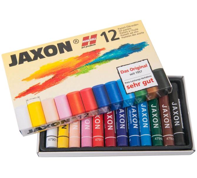 Jaxon Ölpastellkreide - Packung = 12 Stück, farbig sortiert