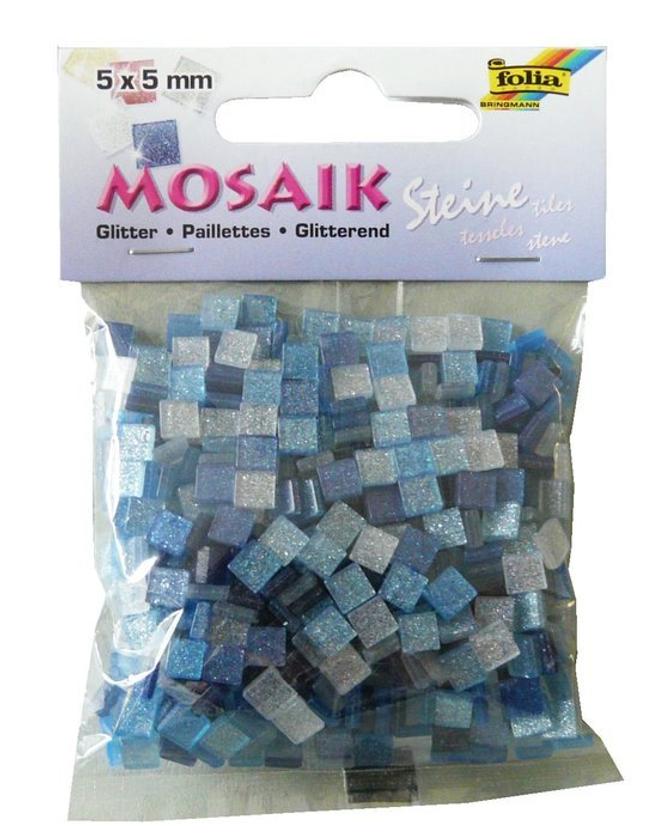 Mosaiksteine GLITTER MIX, 45 g, 5 x 5 mm, 700 Stück, blau