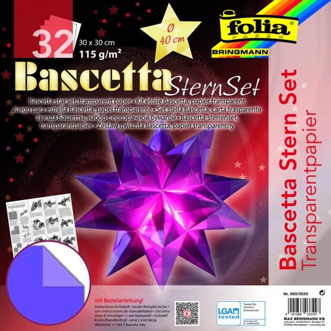 Bascetta-Stern Set, TRANSPARENTPAPIER 30 x 30 cm, violett