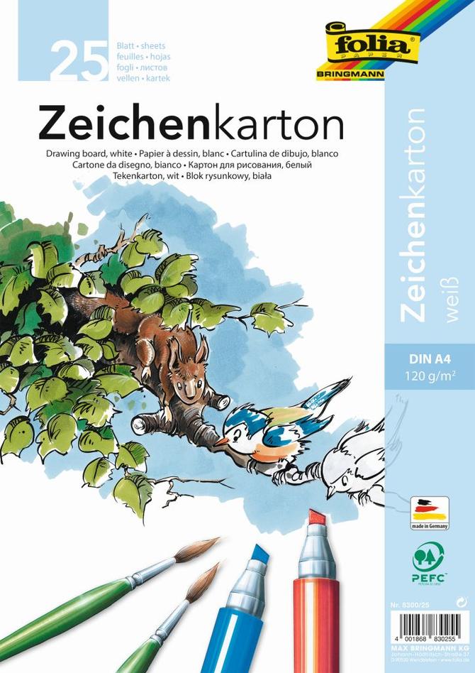 Zeichenkarton 120 g/m² DIN A4, 25 Blatt lose