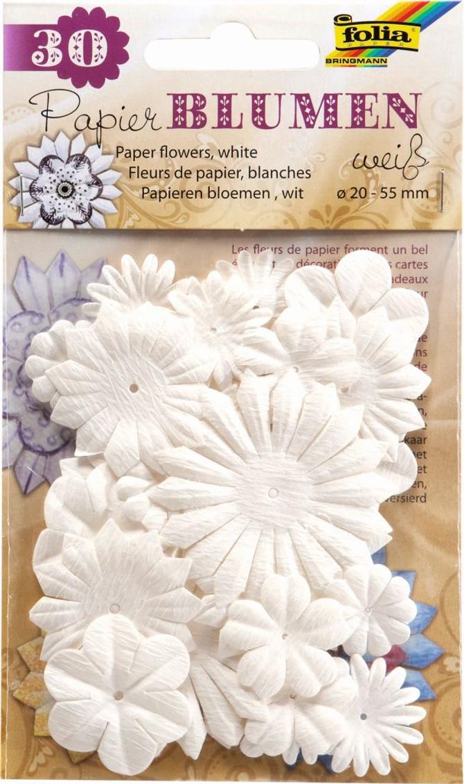 Papierblumen, 30 weiße oder farbige Blumen Formen sortiert, aus Papier