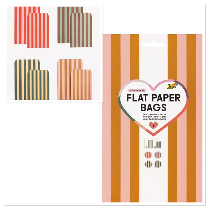 Flat Paper Bags Papiertüten "Amore Stripes", 15,5x24,8cm u. 13x21cm, 8-tlg.