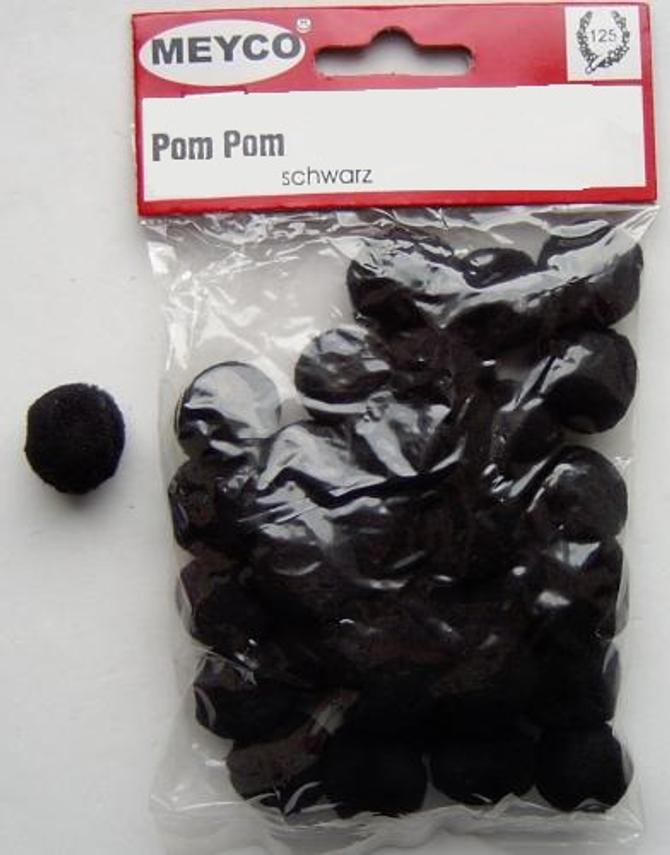 Pompons schwarz, 7 mm, 60 Stück