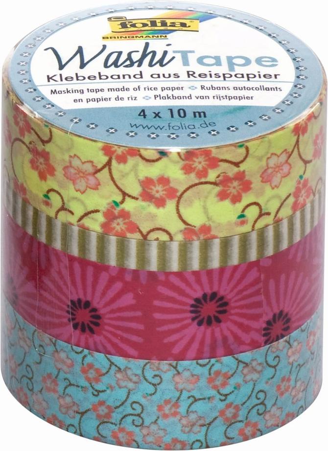 Washi-Tape, 4er-Set, BLUMENREIGEN, Klebeband aus Reispapier