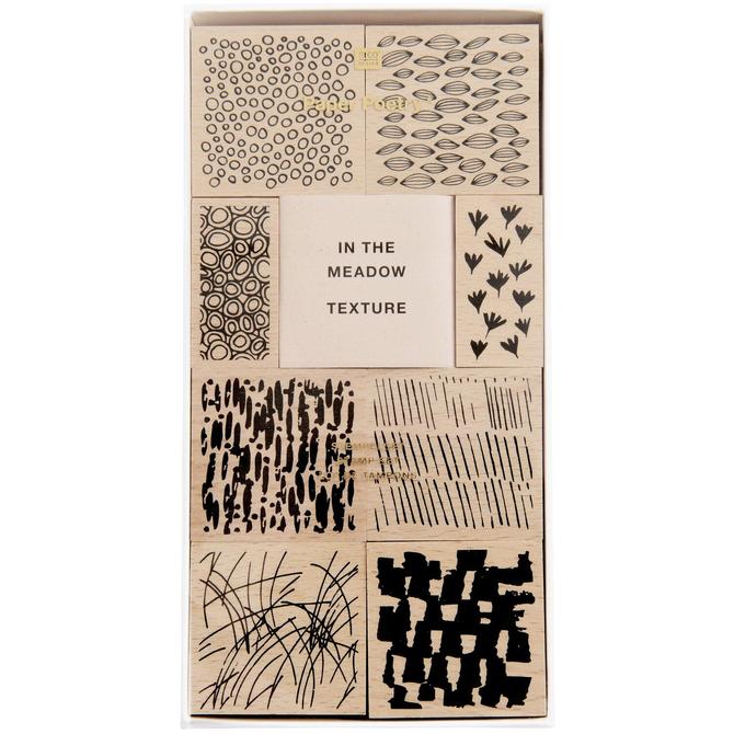 XL-Holzstempelset Texturen in the meadow "Muster mix", 9-tlg.