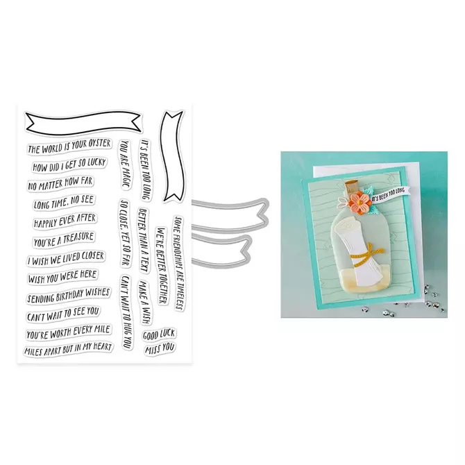 Clear Stamp / Stanzschablonen Set "Sentiments für Flaschenpost", 26-tlg. 