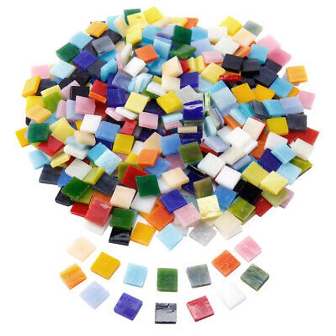 Mosaik-Glassteine, 10 x 10 mm, 1000g in 10 Farben sortiert