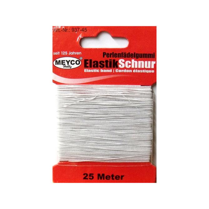 Elastik-Schnur Perlenfädelgummi, Länge 25 m, weiß