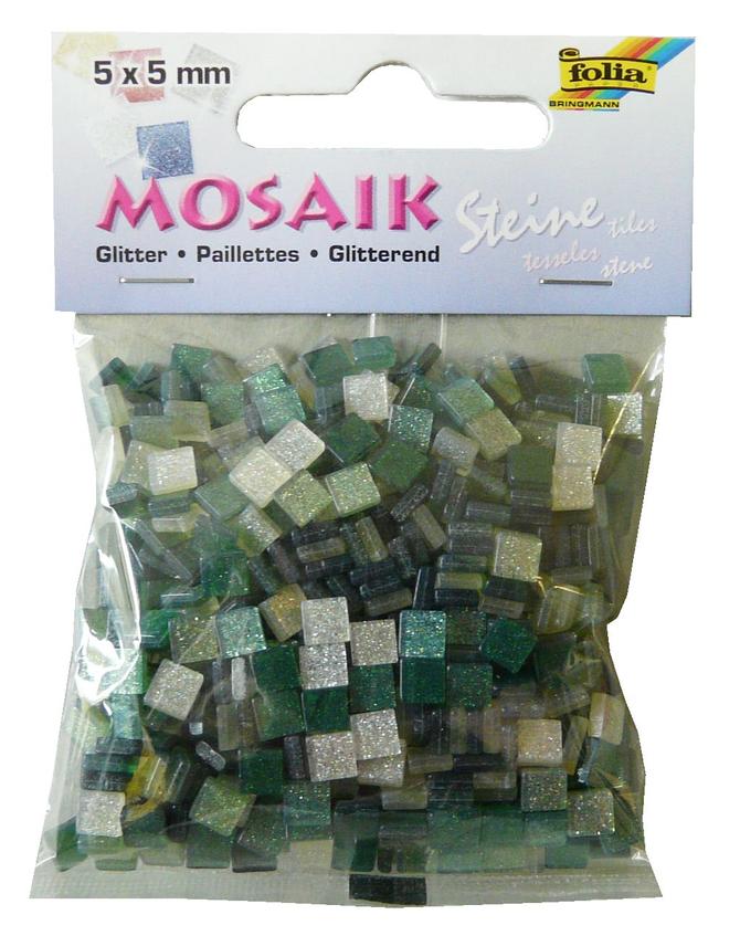 Mosaiksteine GLITTER MIX, 45 g, 5 x 5 mm, 700 Stück, verschiedene Farben