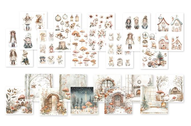 Papier Set "Winter Wonderland", DIN A4 & 20x20cm, 30-tlg