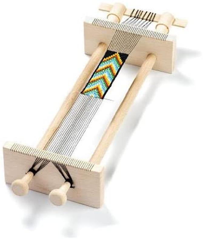 Webrahmen , zum Weben von Perlenbänder, 34 x 11,5 x 6 cm, Holz, naturfarben