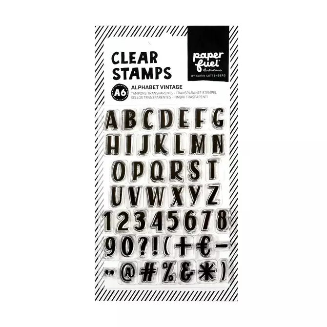 Clear stamp set "Alphabet Vintage", 2cm hoch, 49-tlg.