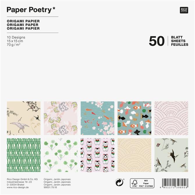 Motiv Origami Papier "Jadon Japonais", 15x15cm, 70g/qm, 50 Blatt 