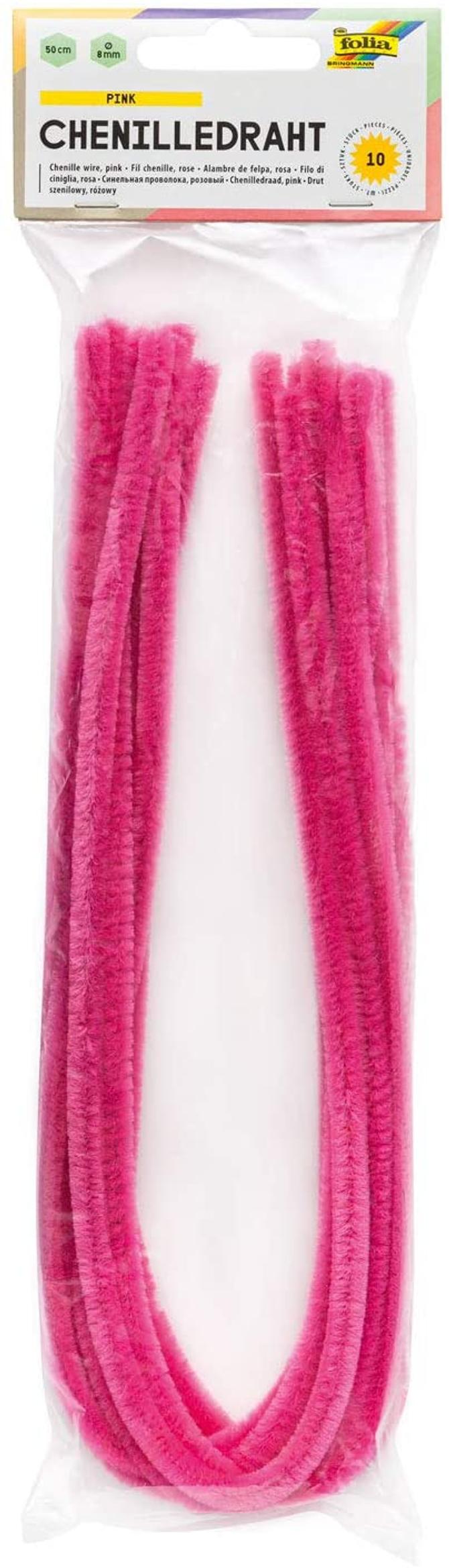 Chenilledraht, 50cm lang, Ø 8mm 10 Stück, pink