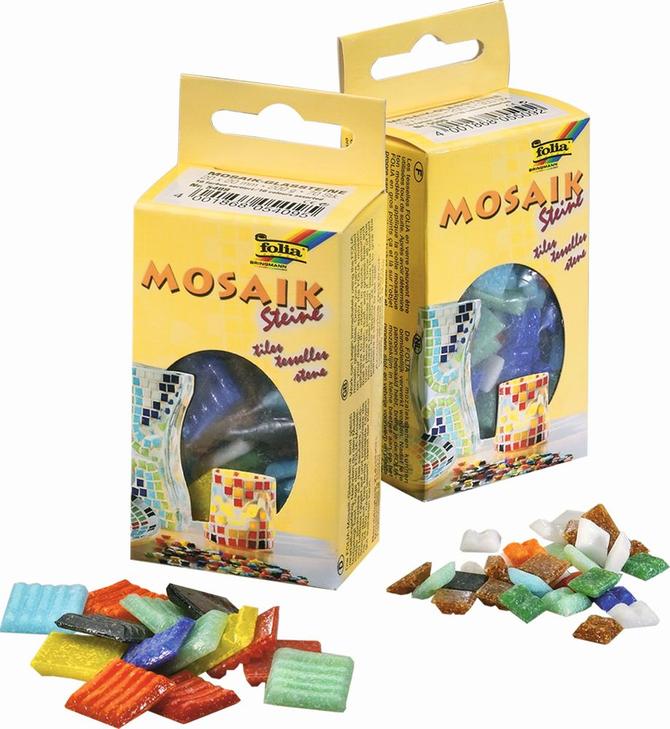 Mosaik-Glassteine 200g, 20 x 20 mm, 70 Stück, 10-farbig sortiert