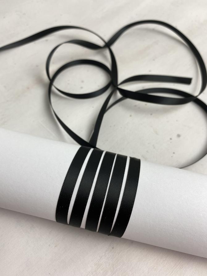 Satinband, Farbe "Schwarz", 6 mm breit, 10 m lang 