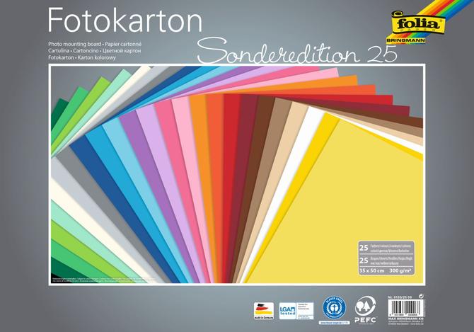 Fotokarton 300 g/m², 35 x 50 cm, 25 Bogen, farbig sortiert