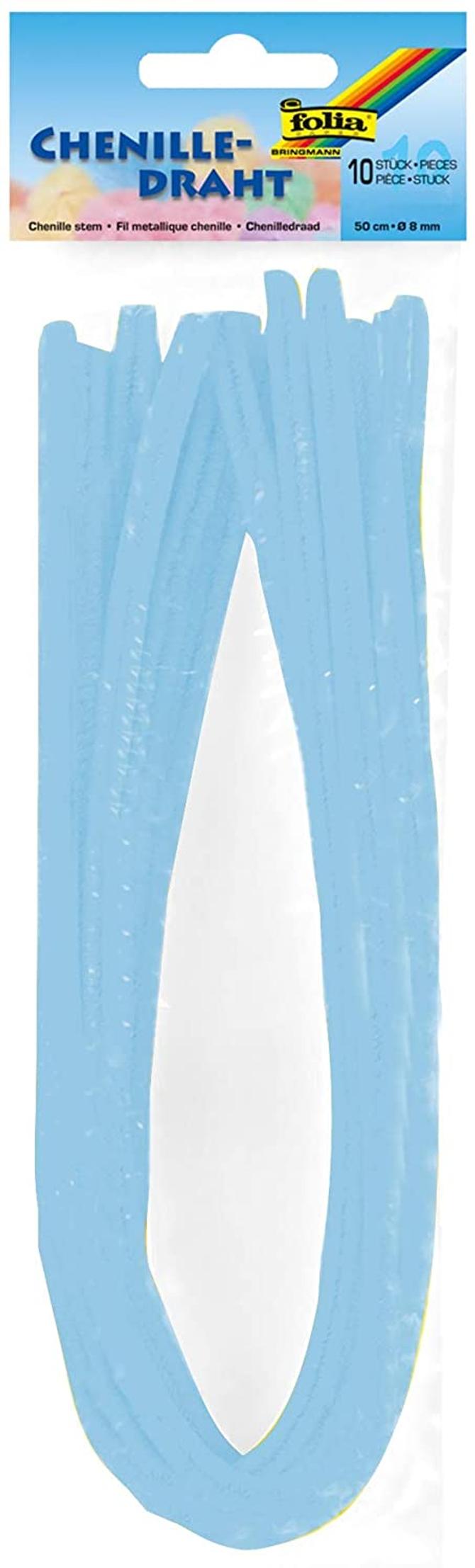 Chenilledraht, 50cm lang, Ø 8mm 10 Stück, himmelblau