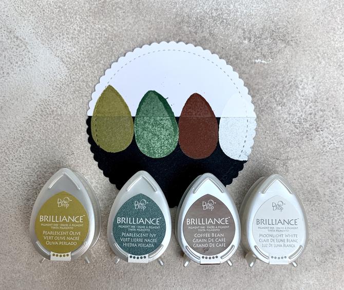 Brilliance Pigment Stempelkissen dew drops "Natur", 4-tlg.