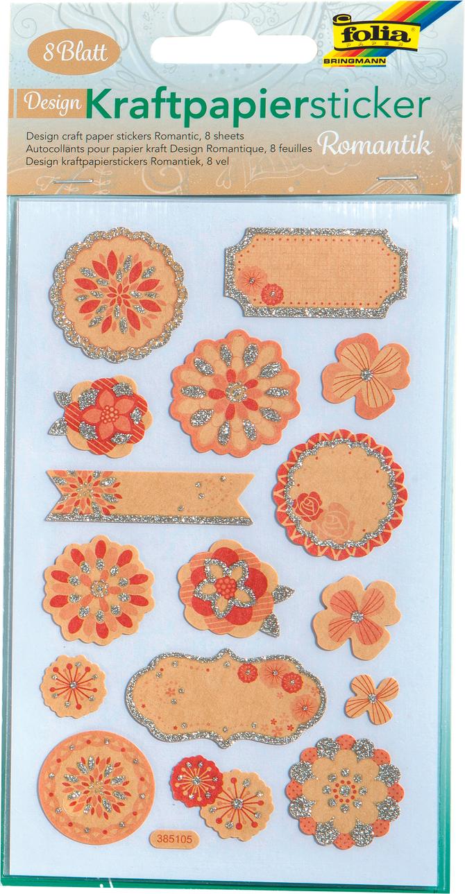 Kraftpapier-Sticker, 10 x 16 cm, verschiedene Motive