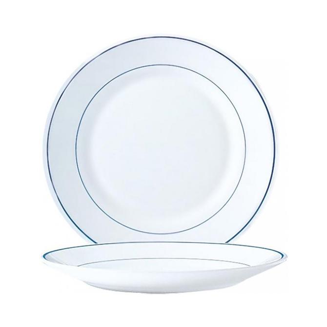 Arcopal Delft Teller tief flach, 23,5 cm, weiß mit blauem Rand