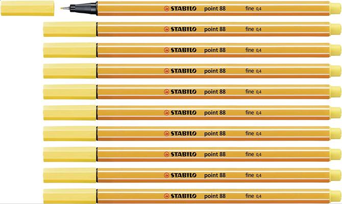 Stabilo point 88 - Fineliner - Packung mit 10 Stiften gleicher Farbe - gelb