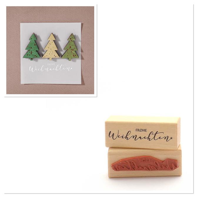 Holzstempel Weihnachten "Frohe Weihnachten", 3x8cm