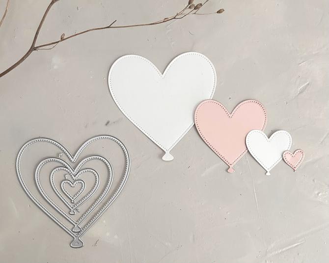 Stanzschablone "Herz Luftballons", bis 9,7x10cm, 4-tlg.