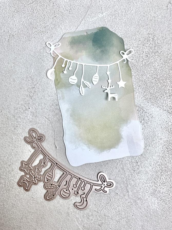 Stanzschablone xmas "Weihnachtsgirlande m. Elch", 5x8cm