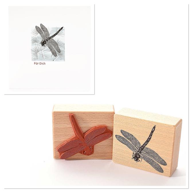 Holzstempel "Libelle im Anflug" 6x7cm