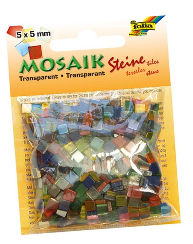 Mosaiksteine transparent, 45 g, 5 x 5 mm, 700 Stück, farblich sortiert