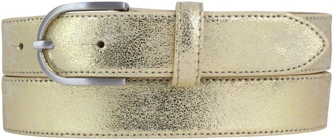 BRAZIL LEDERGÜRTEL 3cm  Metall-Optik Gold